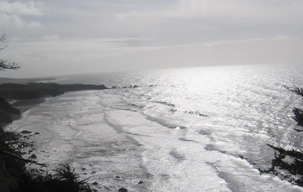 A view of the ocean from above.