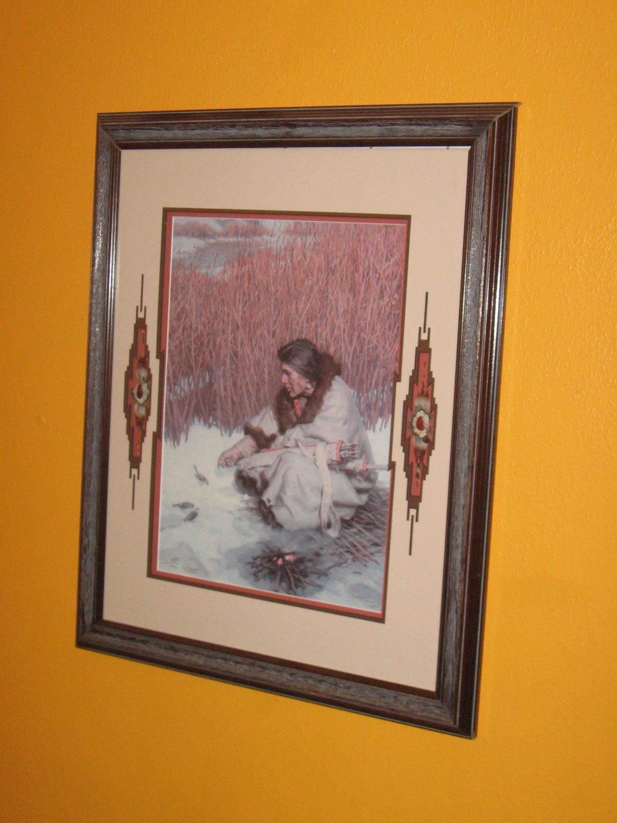 A painting of a woman sitting on the ground.