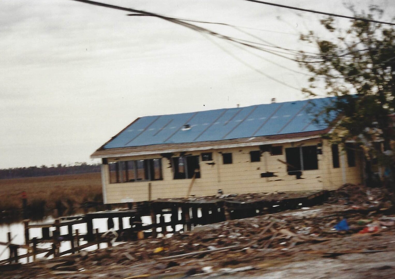 A house that is sitting on the water.