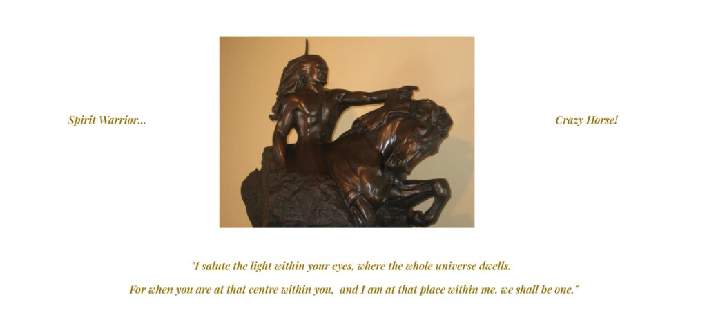 A statue of a woman on horseback with a quote.