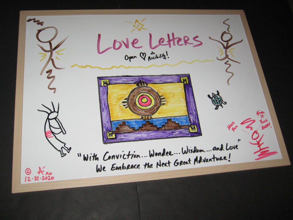 A picture of some love letters written on it.