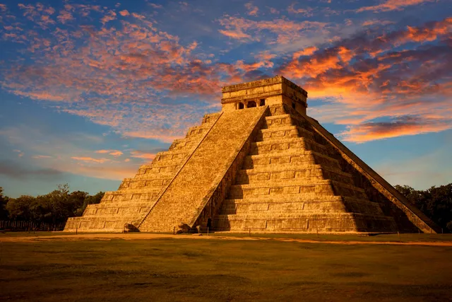 A large pyramid with steps going up it