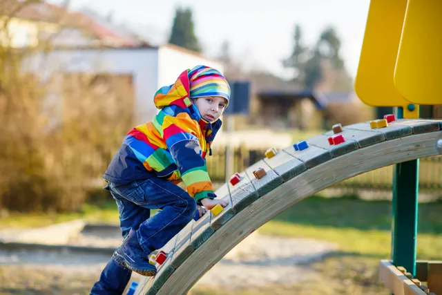 Boy on play bridge