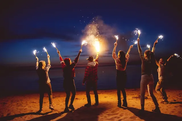 Celebrating on the Beach Celebrating on the Beach